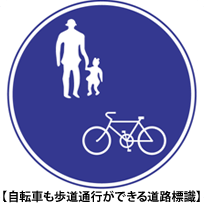 自転車も歩道通行ができる道路標識の画像