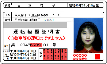 運転経歴証明書見本の画像