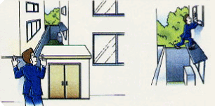 窓などの侵入口に近づけないよう促すイラスト